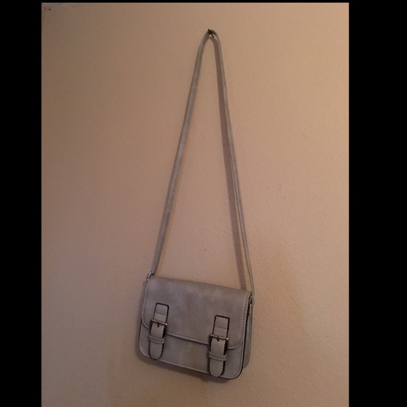 Light grey crossbody clutch purse