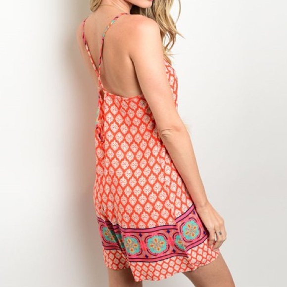 🎈LAST ONE🎈Coral Moroccan Tribal Romper - Picture 4 of 4