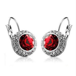 Round Hoop Earrings Gold Silver Tone Crystal Earri