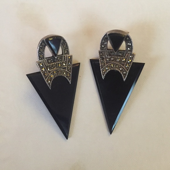 Black triangle earrings