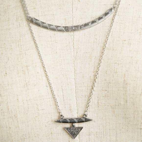 Silver Tone Delicately Layered Arrow Drop Necklace - Picture 3 of 4