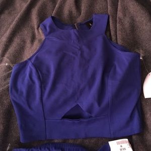 BRAND NEW Blue Crop top with pencil skirt