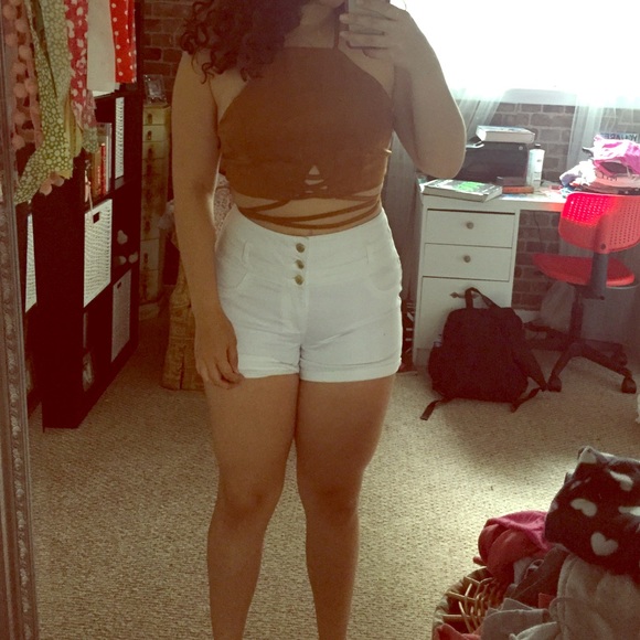 Suede crop top with ties