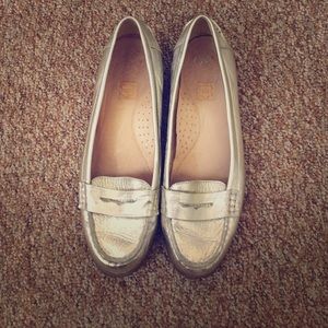 Gold Loafers Like New Sz9