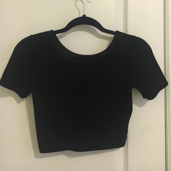 American Apparel Black velvet crop top