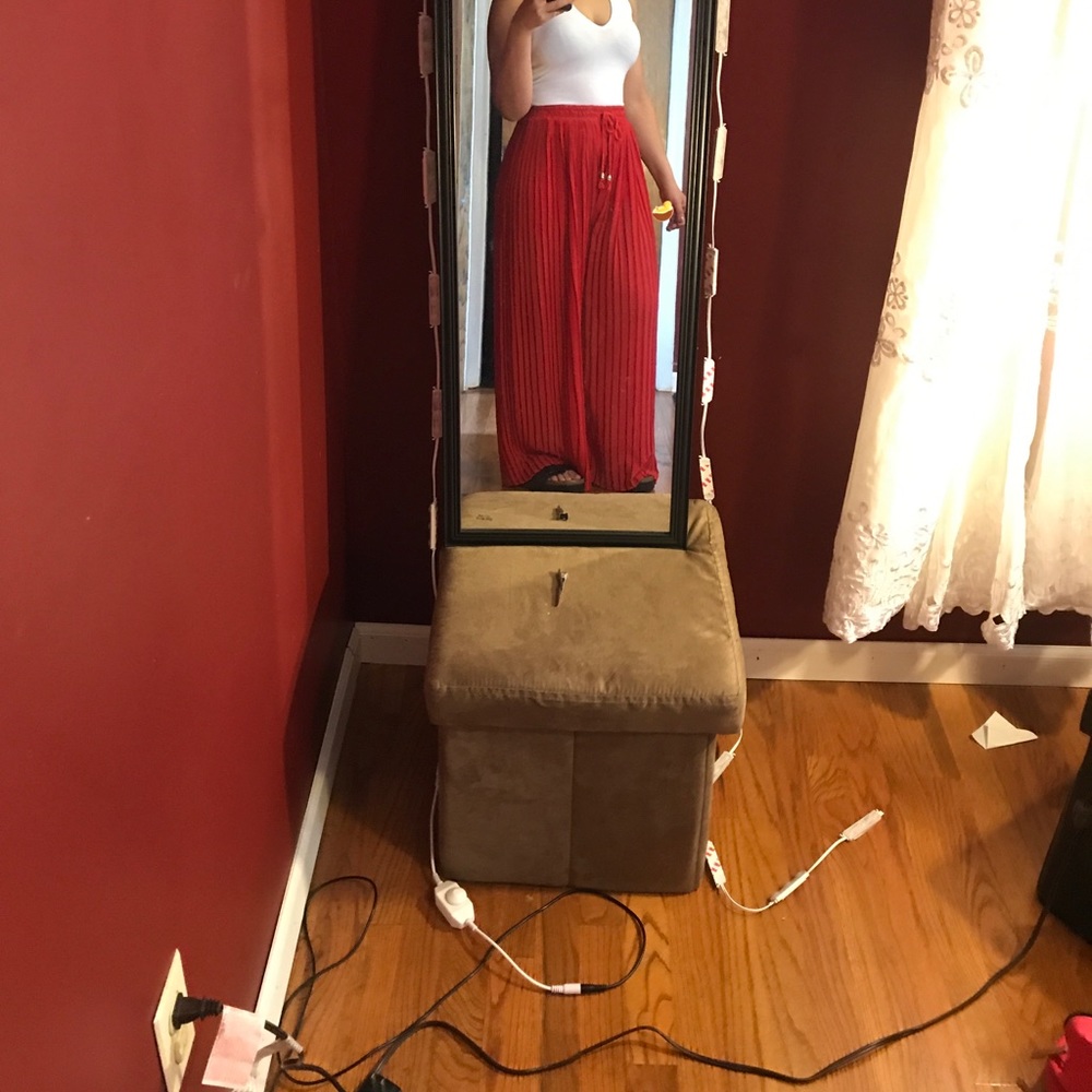 Red pleated chiffon pants. Clearance - Picture 8 of 8