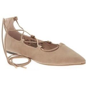 Nude lace up flats