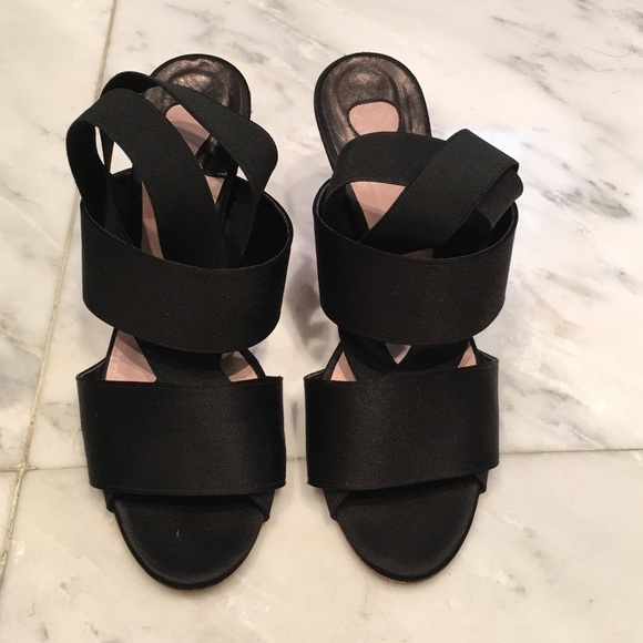 Chloe satin and elastic strapped heels