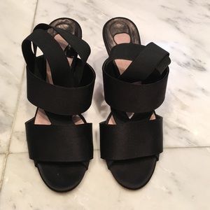 Chloe satin and elastic strapped heels