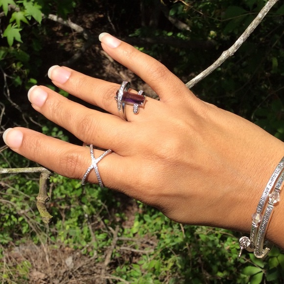 New 925 Stamped Sterling Silver X Ring - Picture 3 of 5