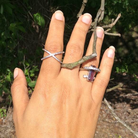 New 925 Stamped Sterling Silver X Ring - Picture 4 of 5