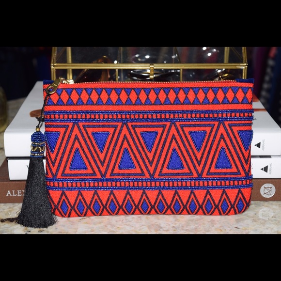 Shiraleah red & blue clutch