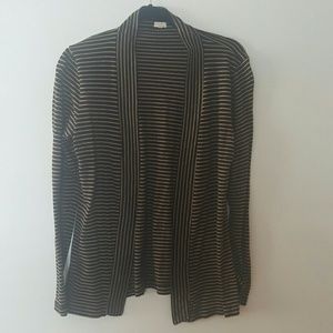 J. Crew jersey striped open Cardigan black tan M