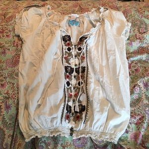 CHARLOTTE RUSSE peasant style embroidered blouse
