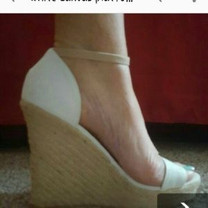 Canvas high heel sandals
