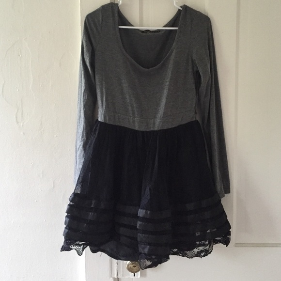 Silver and black lace dress.