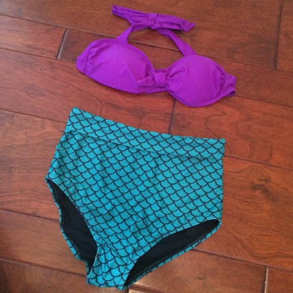 Never worn Disney Ariel high-waisted bathing suit!
