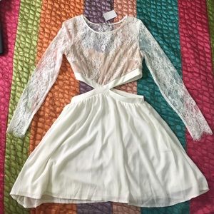 White Lace Cutout Dress