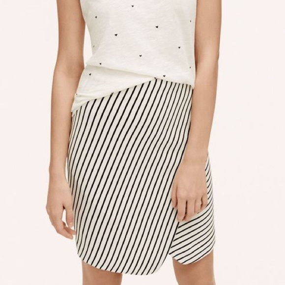Black & White Striped Ponte Wrap Skirt
