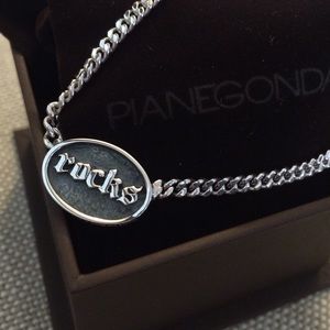 Pianegonda Rocks typography word oval necklace