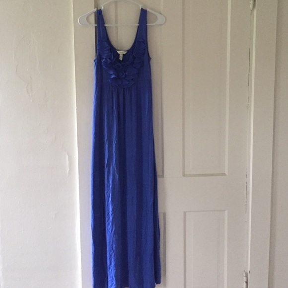 Blue free flowing maxi dress.