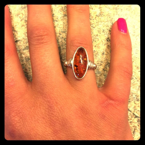 Amber stone ring