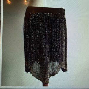Renzo and Kai beaded zig zag hem navy blue skirt