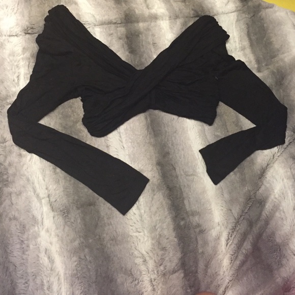 Black cross crop top