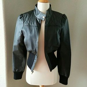 LAST CALL!! Guess black leather bomber jacket
