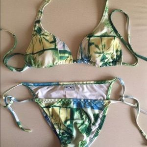 bright multi colored OP string bikini, medium