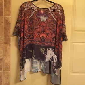 Clover canyon printed silk short sleeve top S