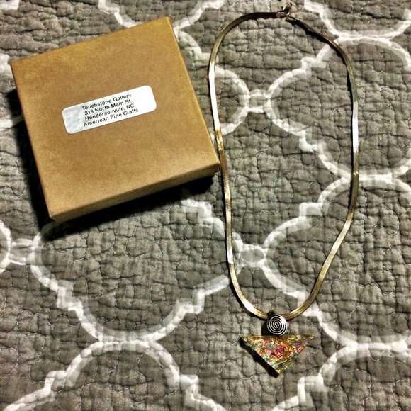 Dichroic glass necklace - sterling silver