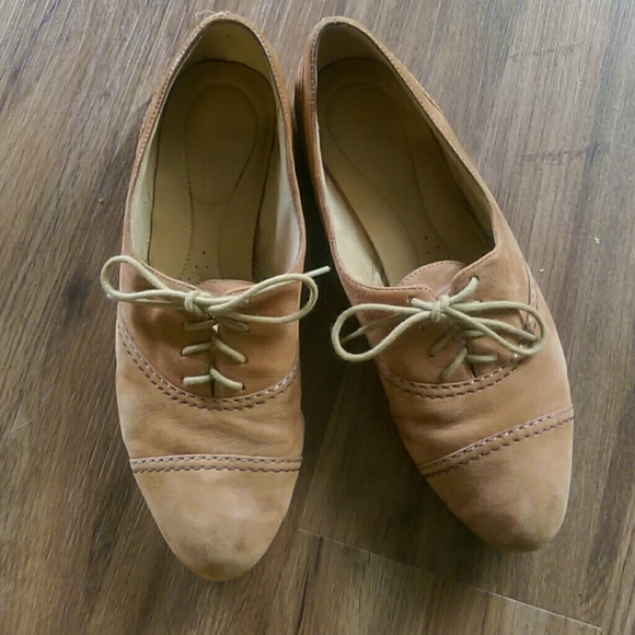 Camel Brushed Leather Oxfords