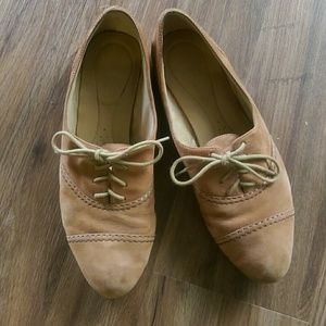 Camel Brushed Leather Oxfords