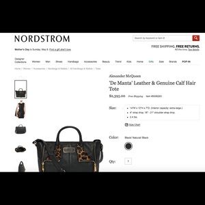 Alexander McQueen black leather & calf hair purse!