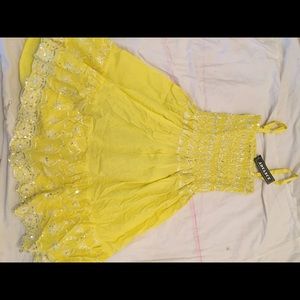 sequin embroidered smock bodice knee length dress