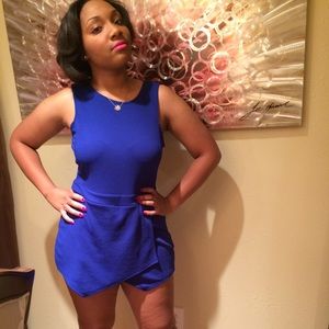 Blue asymmetrical hem romper !