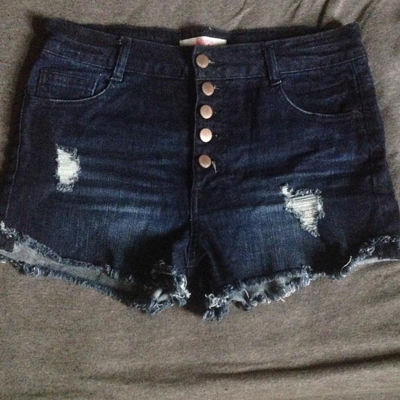 Dark denim high waisted shorts