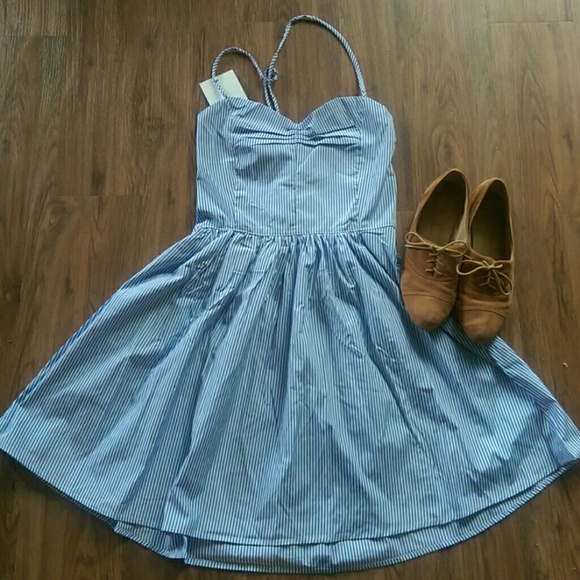 Blue & White Pinstriped Dress