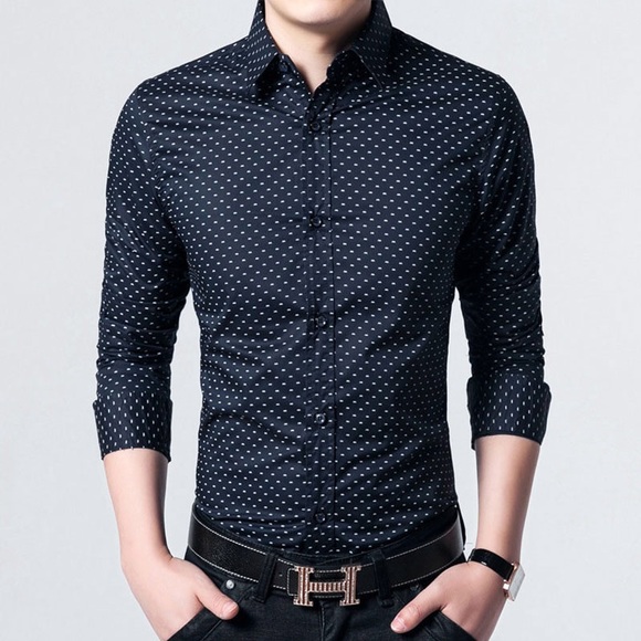 Polka Dotted Men's Button-Down Shirt