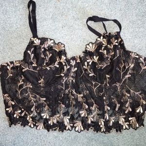 Black Steel-Boned Lace Bralette