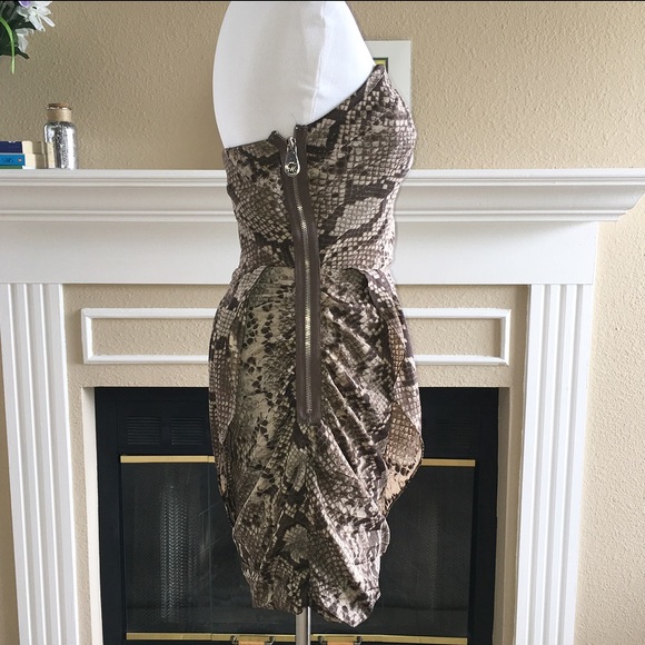 Michael Kors Brown Snakeskin Asymmetrical Dress - Picture 3 of 5