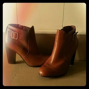 Brown leather ankle boots