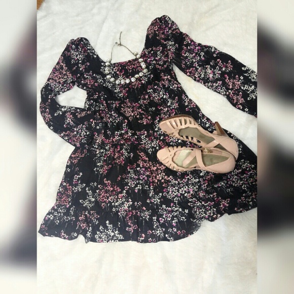 Floral babydoll cage back dress
