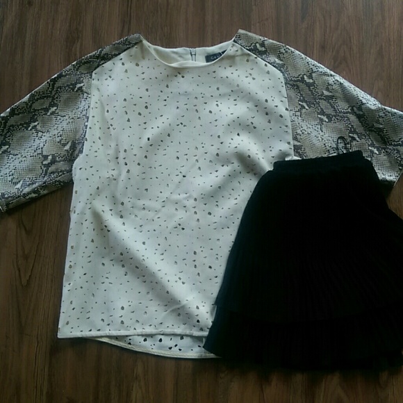 Vegan Snakeskin and Cream Blouse