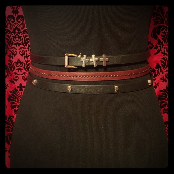 *Set of 3* Edgy Skinny Belts