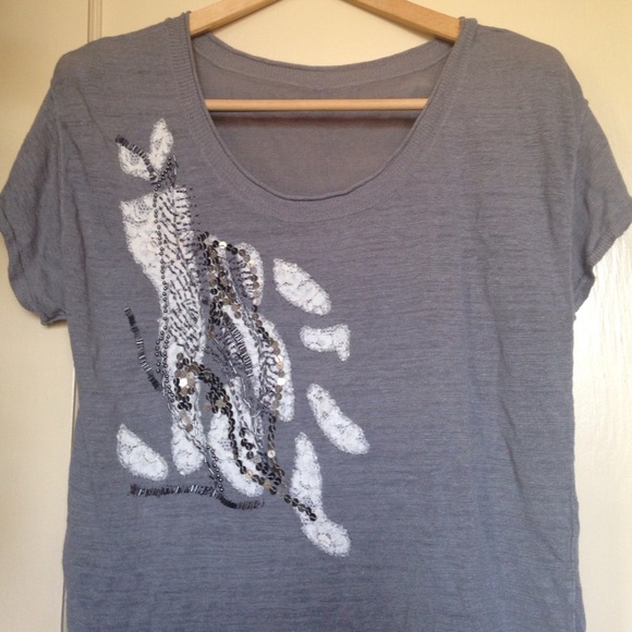 Lace beaded and sequined t-shirt