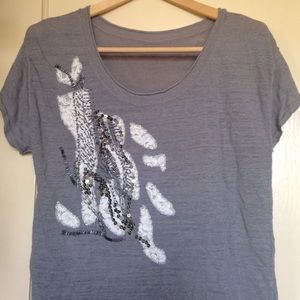Lace beaded and sequined t-shirt