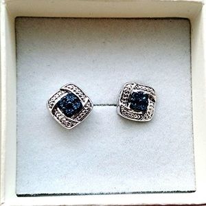 Blue Diamond earrings sterling silver