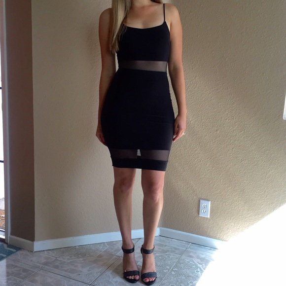 Black Mesh Inset Midi Dress (LAST MEDIUM!) - Picture 2 of 4